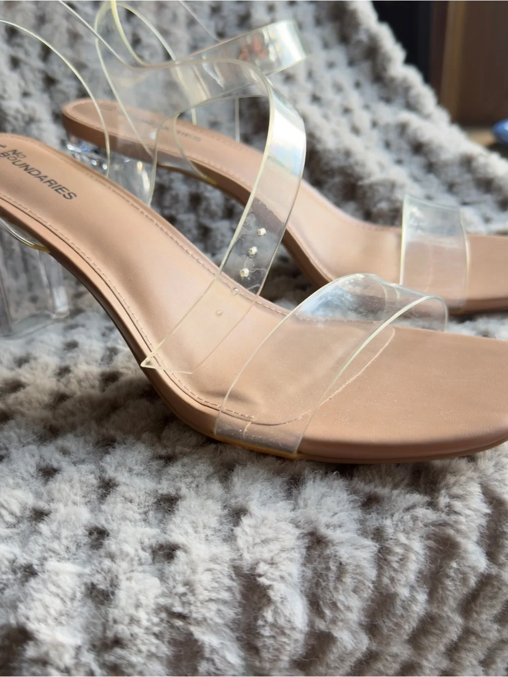 No Boundaries Clear Strap Nude Heeled Sandals